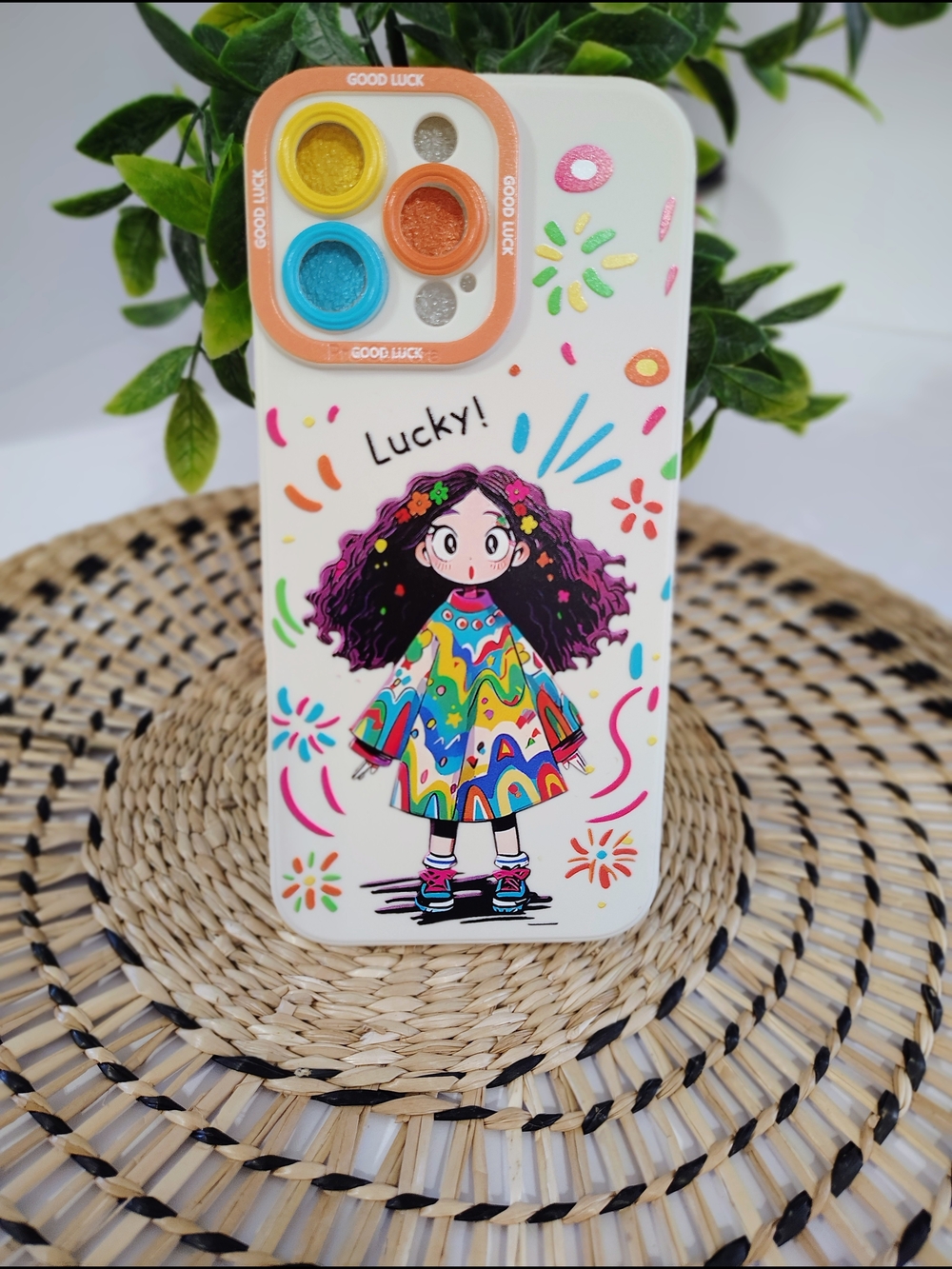 Girl Lucky Rainbow Cartoon Iphone 16 PRO MAX Case - Multicolor